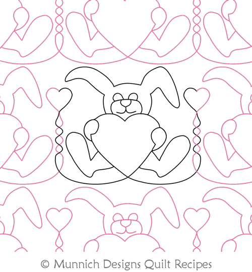Bunny Love 1 by Munnich Design Quilt Recipes. This image demonstrates how this computerized pattern will stitch out once loaded on your robotic quilting system. A full page pdf is included with the design download.