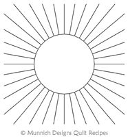 Burst Frame 5in Center by Munnich Designs Quilt Recipes. This image demonstrates how this computerized pattern will stitch out once loaded on your robotic quilting system. A full page pdf is included with the design download.