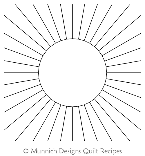 Burst Frame 5in Center by Munnich Designs Quilt Recipes. This image demonstrates how this computerized pattern will stitch out once loaded on your robotic quilting system. A full page pdf is included with the design download.
