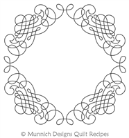 Calligraphy Frame Diamond by Munnich Designs Quilt Recipes. This image demonstrates how this computerized pattern will stitch out once loaded on your robotic quilting system. A full page pdf is included with the design download.