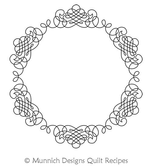 Calligraphy Frame Hex by Munnich Designs Quilt Recipes. This image demonstrates how this computerized pattern will stitch out once loaded on your robotic quilting system. A full page pdf is included with the design download.