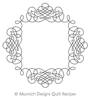 Calligraphy Frame On Point by Munnich Designs Quilt Recipes. This image demonstrates how this computerized pattern will stitch out once loaded on your robotic quilting system. A full page pdf is included with the design download.