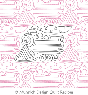 Chugging Along by Munnich Design Quilt Recipes. This image demonstrates how this computerized pattern will stitch out once loaded on your robotic quilting system. A full page pdf is included with the design download.
