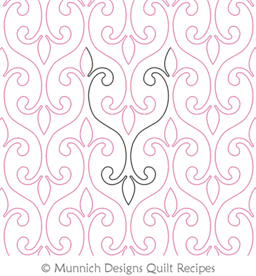 Continuous Fleur by Munnich Design Quilt Recipes. This image demonstrates how this computerized pattern will stitch out once loaded on your robotic quilting system. A full page pdf is included with the design download.