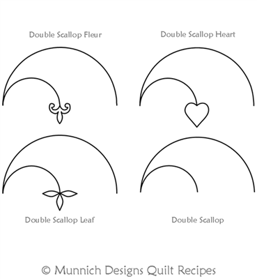 Double Scallop Set by Munnich Design Quilt Recipes. This image demonstrates how this computerized pattern will stitch out once loaded on your robotic quilting system. A full page pdf is included with the design download.