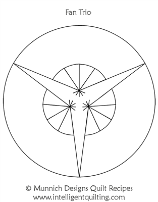 Fan Trio by Munnich Design Quilt Recipes. This image demonstrates how this computerized pattern will stitch out once loaded on your robotic quilting system. A full page pdf is included with the design download.