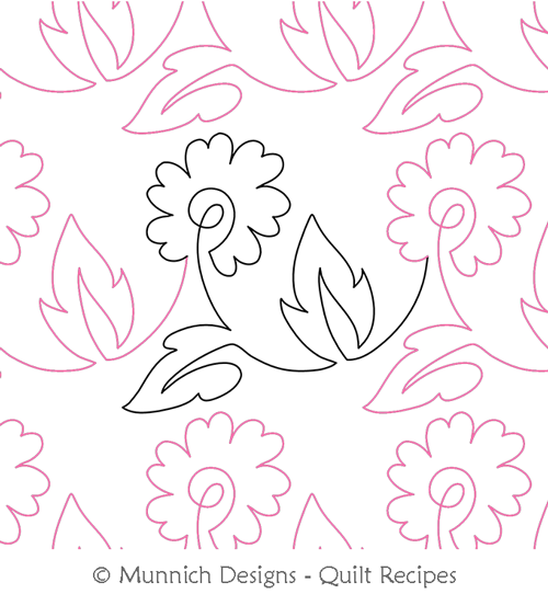 Fast Floral 3 by Munnich Designs Quilt Recipes. This image demonstrates how this computerized pattern will stitch out once loaded on your robotic quilting system. A full page pdf is included with the design download.