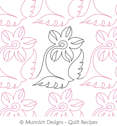 Fast Floral 4 by Munnich Designs Quilt Recipes. This image demonstrates how this computerized pattern will stitch out once loaded on your robotic quilting system. A full page pdf is included with the design download.