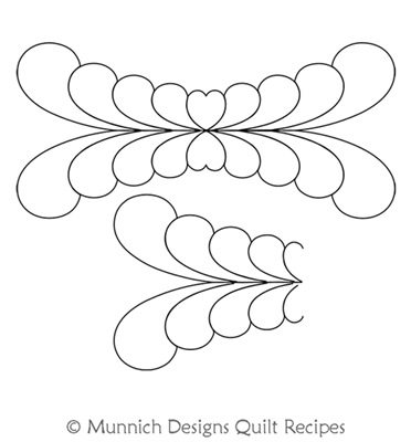 Feather Bow 1 Motif by Munnich Design Quilt Recipes. This image demonstrates how this computerized pattern will stitch out once loaded on your robotic quilting system. A full page pdf is included with the design download.