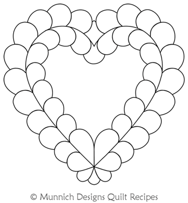 Feathered Heart by Munnich Design Quilt Recipes. This image demonstrates how this computerized pattern will stitch out once loaded on your robotic quilting system. A full page pdf is included with the design download.