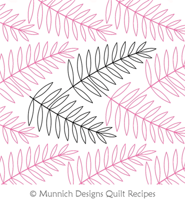 Fern Allover Leaves by Munnich Design Quilt Recipes. This image demonstrates how this computerized pattern will stitch out once loaded on your robotic quilting system. A full page pdf is included with the design download.