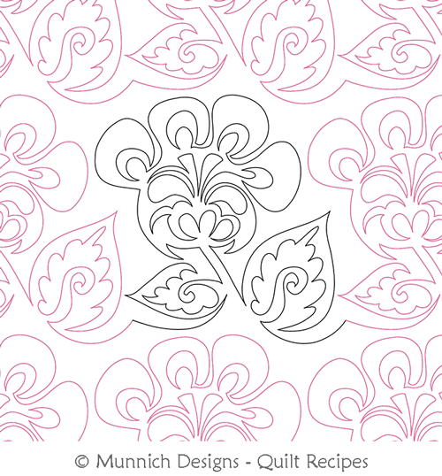 Flower Magic 1 Panto by Munnich Designs Quilt Recipes. This image demonstrates how this computerized pattern will stitch out once loaded on your robotic quilting system. A full page pdf is included with the design download.