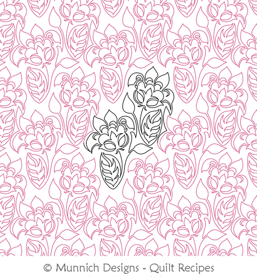 Flower Magic 2 Panto by Munnich Designs Quilt Recipes. This image demonstrates how this computerized pattern will stitch out once loaded on your robotic quilting system. A full page pdf is included with the design download.