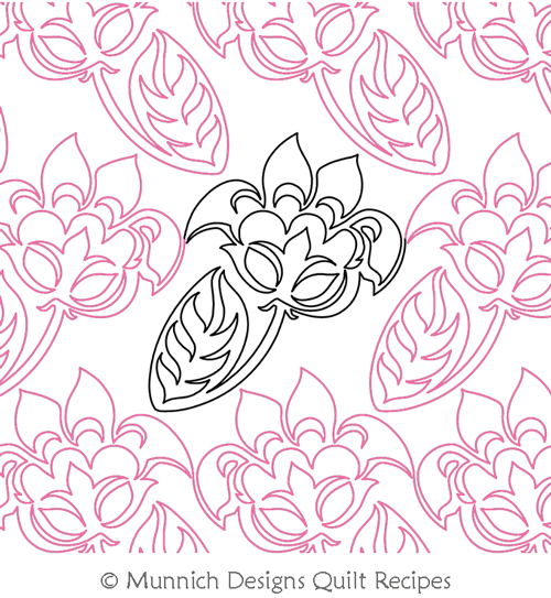 Flower Majik 8 Panto by Munnich Design Quilt Recipes. This image demonstrates how this computerized pattern will stitch out once loaded on your robotic quilting system. A full page pdf is included with the design download.