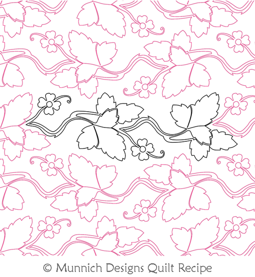Flowering Vine Panto by Munnich Designs Quilt Recipes. This image demonstrates how this computerized pattern will stitch out once loaded on your robotic quilting system. A full page pdf is included with the design download.