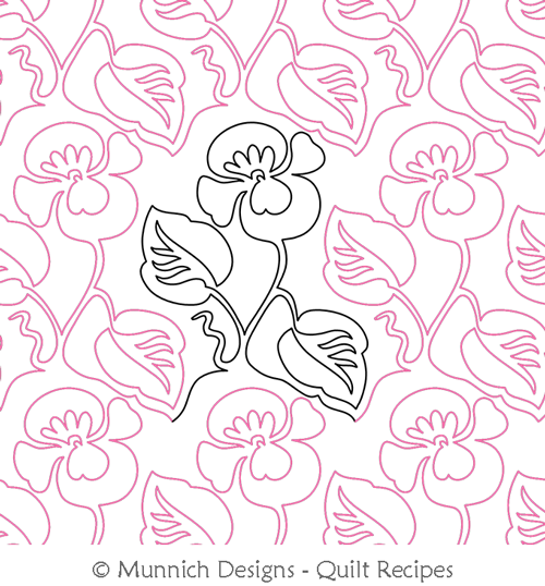 Free Motion Pansy E2E by Munnich Designs Quilt Recipes. This image demonstrates how this computerized pattern will stitch out once loaded on your robotic quilting system. A full page pdf is included with the design download.