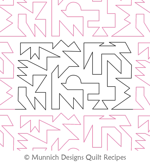Geo Tech 1 by Munnich Designs Quilt Recipes. This image demonstrates how this computerized pattern will stitch out once loaded on your robotic quilting system. A full page pdf is included with the design download.