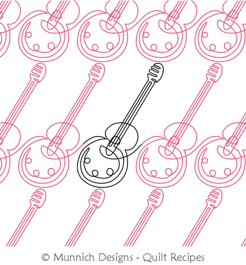 Guitar Star Single by Munnich Designs Quilt Recipes. This image demonstrates how this computerized pattern will stitch out once loaded on your robotic quilting system. A full page pdf is included with the design download.