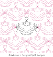 Heart Ribbon E2E 1  by Munnich Design Quilt Recipes. This image demonstrates how this computerized pattern will stitch out once loaded on your robotic quilting system. A full page pdf is included with the design download.