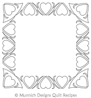 Heart and Fleur 1 Frame by Munnich Designs Quilt Recipes. This image demonstrates how this computerized pattern will stitch out once loaded on your robotic quilting system. A full page pdf is included with the design download.