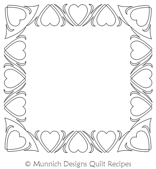 Heart and Fleur 1 Frame by Munnich Designs Quilt Recipes. This image demonstrates how this computerized pattern will stitch out once loaded on your robotic quilting system. A full page pdf is included with the design download.