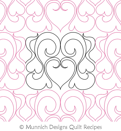 Hearts Galore by Munnich Designs Quilt Recipes. This image demonstrates how this computerized pattern will stitch out once loaded on your robotic quilting system. A full page pdf is included with the design download.