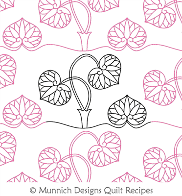 Hollyhocks 1 Border by Munnich Design Quilt Recipes. This image demonstrates how this computerized pattern will stitch out once loaded on your robotic quilting system. A full page pdf is included with the design download.