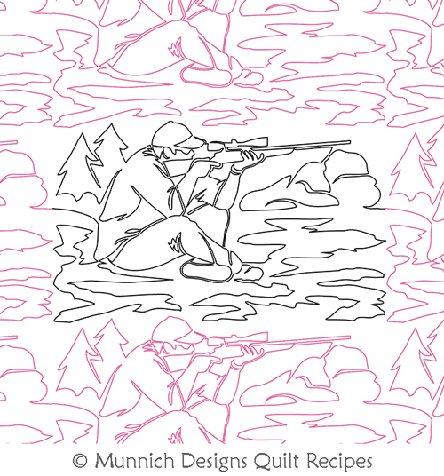 Hunting Marksman by Munnich Designs Quilt Recipes. This image demonstrates how this computerized pattern will stitch out once loaded on your robotic quilting system. A full page pdf is included with the design download.