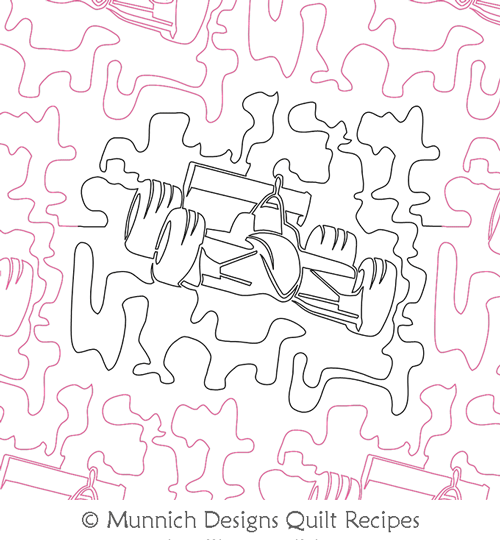 Indy Racer by Munnich Designs Quilt Recipes. This image demonstrates how this computerized pattern will stitch out once loaded on your robotic quilting system. A full page pdf is included with the design download.