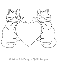 Kitties and Hearts 1 Motif by Munnich Design Quilt Recipes. This image demonstrates how this computerized pattern will stitch out once loaded on your robotic quilting system. A full page pdf is included with the design download.