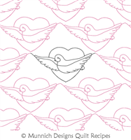 Kris Love Dove  by Munnich Design Quilt Recipes. This image demonstrates how this computerized pattern will stitch out once loaded on your robotic quilting system. A full page pdf is included with the design download.