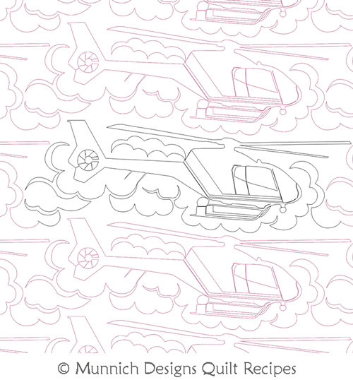 LE Chopper 1 E2E by Munnich Designs Quilt Recipes. This image demonstrates how this computerized pattern will stitch out once loaded on your robotic quilting system. A full page pdf is included with the design download.