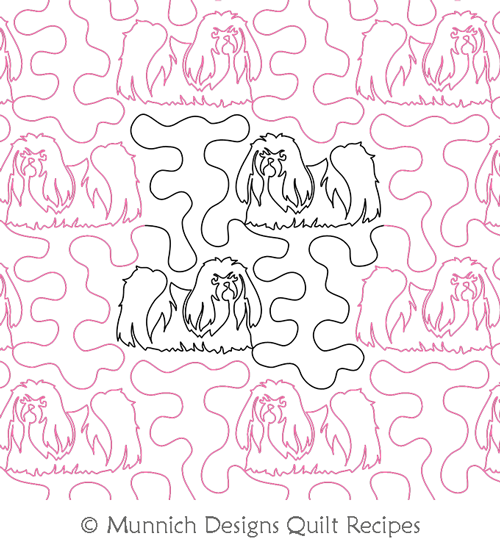 Lhasa Apso E2E  by Munnich Design Quilt Recipes. This image demonstrates how this computerized pattern will stitch out once loaded on your robotic quilting system. A full page pdf is included with the design download.