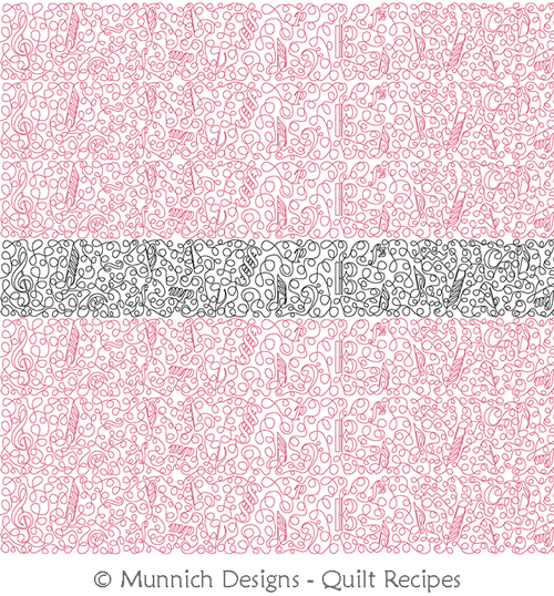Music Loops by Munnich Designs Quilt Recipes. This image demonstrates how this computerized pattern will stitch out once loaded on your robotic quilting system. A full page pdf is included with the design download.
