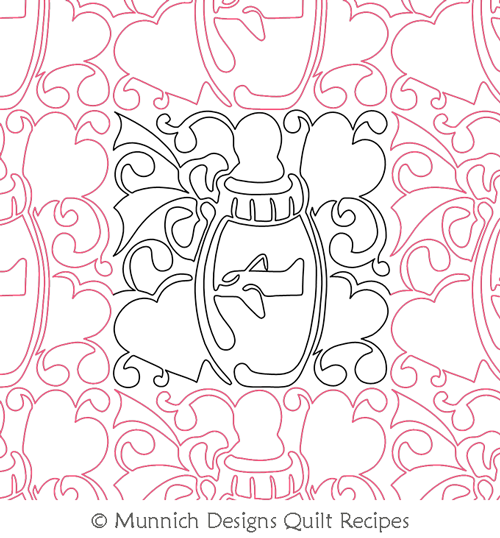New Baby Boy Fancy Bottle by Munnich Designs Quilt Recipes. This image demonstrates how this computerized pattern will stitch out once loaded on your robotic quilting system. A full page pdf is included with the design download.