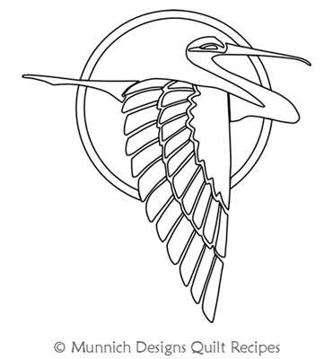 Oriental Stork Right Circle by Munnich Design Quilt Recipes. This image demonstrates how this computerized pattern will stitch out once loaded on your robotic quilting system. A full page pdf is included with the design download.