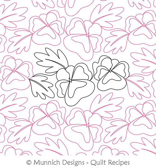 Pansies 1 by Munnich Designs Quilt Recipes. This image demonstrates how this computerized pattern will stitch out once loaded on your robotic quilting system. A full page pdf is included with the design download.