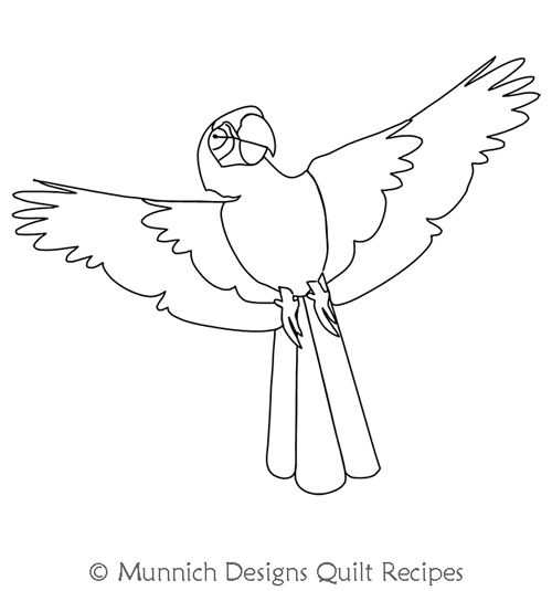 Parrot 2  by Munnich Design Quilt Recipes. This image demonstrates how this computerized pattern will stitch out once loaded on your robotic quilting system. A full page pdf is included with the design download.