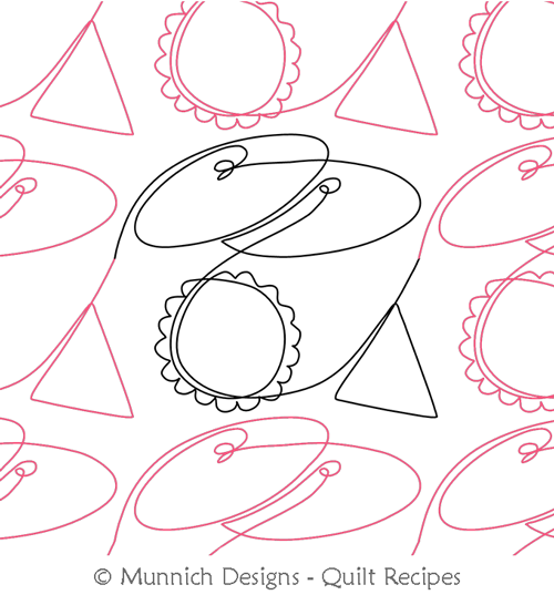 Percussions by Munnich Designs Quilt Recipes. This image demonstrates how this computerized pattern will stitch out once loaded on your robotic quilting system. A full page pdf is included with the design download.