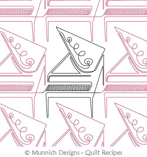 Perfect Piano by Munnich Designs Quilt Recipes. This image demonstrates how this computerized pattern will stitch out once loaded on your robotic quilting system. A full page pdf is included with the design download.