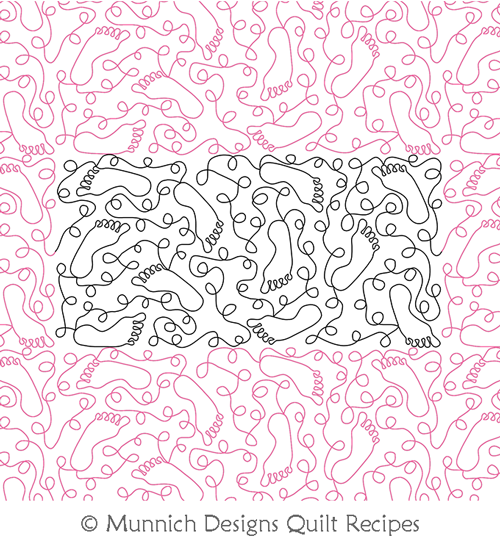 Playing Footsie Random by Munnich Design Quilt Recipes. This image demonstrates how this computerized pattern will stitch out once loaded on your robotic quilting system. A full page pdf is included with the design download.