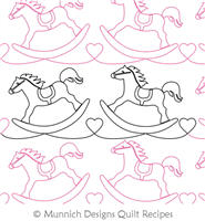 Rocking Horse 1 Rockers by Munnich Design Quilt Recipes. This image demonstrates how this computerized pattern will stitch out once loaded on your robotic quilting system. A full page pdf is included with the design download.