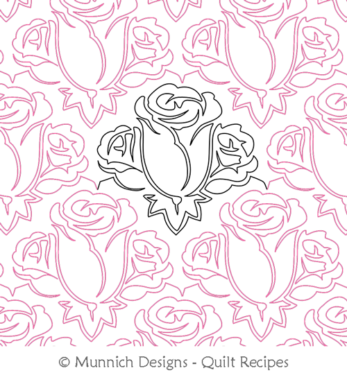 Rose Trio 1 E2E by Munnich Designs Quilt Recipes. This image demonstrates how this computerized pattern will stitch out once loaded on your robotic quilting system. A full page pdf is included with the design download.