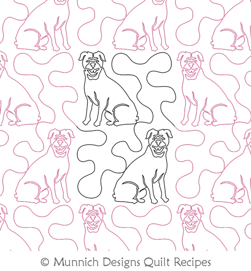 Rottweiler E2E  by Munnich Design Quilt Recipes. This image demonstrates how this computerized pattern will stitch out once loaded on your robotic quilting system. A full page pdf is included with the design download.