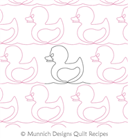 Rubber Duckie 1 Line by Munnich Design Quilt Recipes. This image demonstrates how this computerized pattern will stitch out once loaded on your robotic quilting system. A full page pdf is included with the design download.