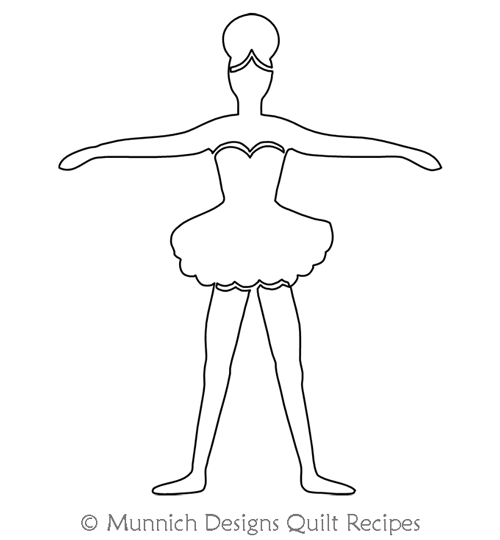 Simple Ballet Position 2 by Munnich Design Quilt Recipes. This image demonstrates how this computerized pattern will stitch out once loaded on your robotic quilting system. A full page pdf is included with the design download.
