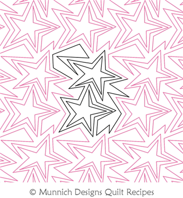 Simple Echo Stars  by Munnich Design Quilt Recipes. This image demonstrates how this computerized pattern will stitch out once loaded on your robotic quilting system. A full page pdf is included with the design download.