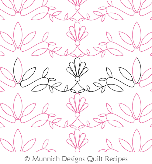 Simple Leaf Flourish by Munnich Designs Quilt Recipes. This image demonstrates how this computerized pattern will stitch out once loaded on your robotic quilting system. A full page pdf is included with the design download.