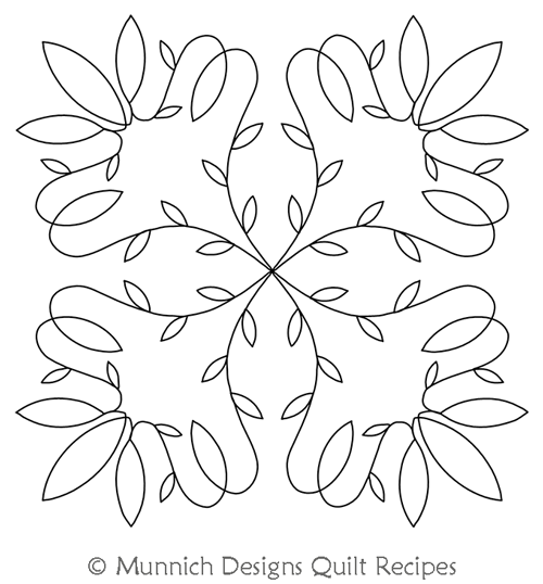 Simple Leaves Q Block by Munnich Designs Quilt Recipes. This image demonstrates how this computerized pattern will stitch out once loaded on your robotic quilting system. A full page pdf is included with the design download.