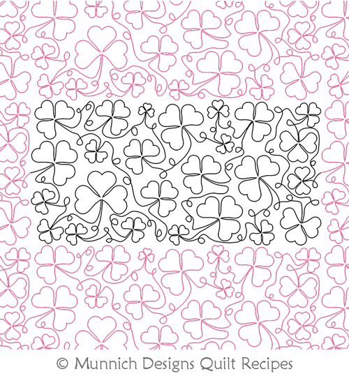 Simple Shamrock Stipple by Munnich Designs Quilt Recipes. This image demonstrates how this computerized pattern will stitch out once loaded on your robotic quilting system. A full page pdf is included with the design download.